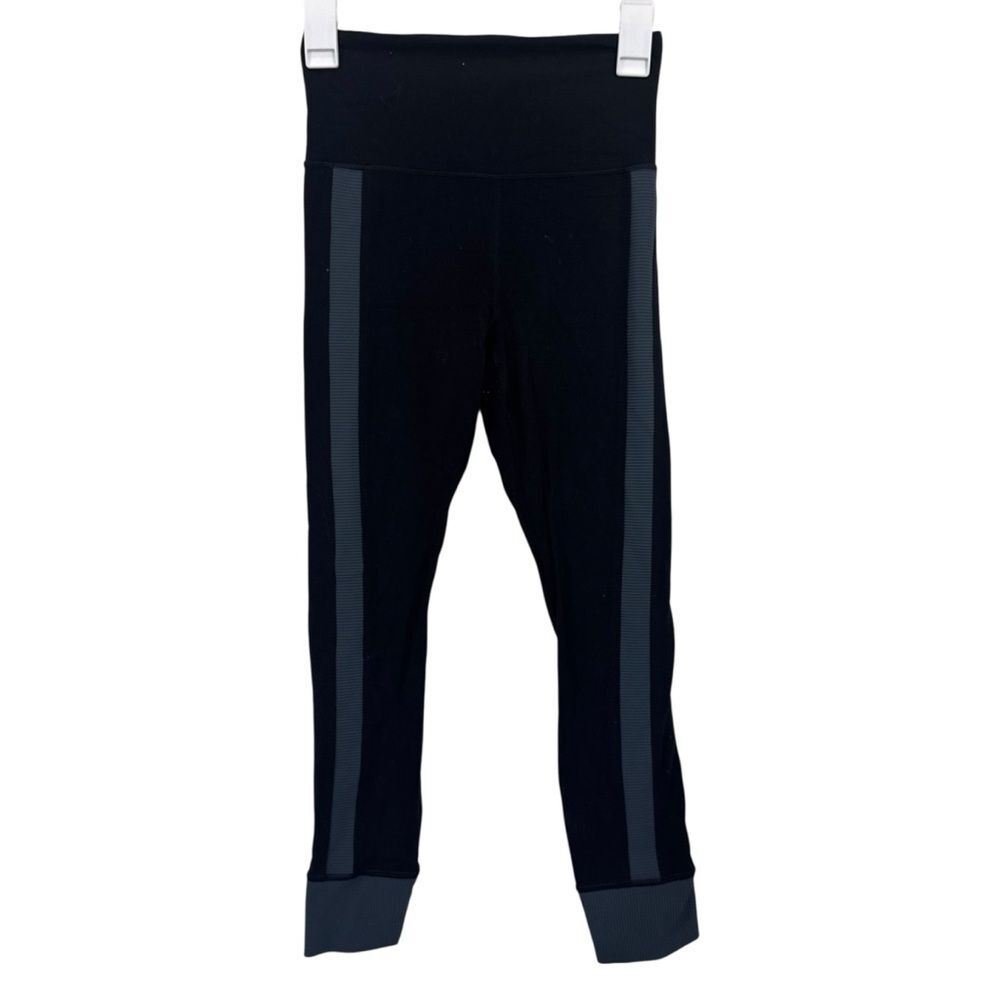 Athleta Black Elevation Rib Trim 7/8th Activewear Leggings